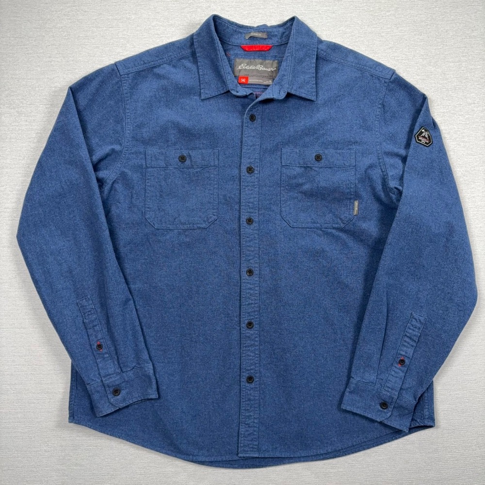Eddie Bauer Mountain Ops Classic Fit Shirt Mens XL Blue Cotton Flannel Button Up